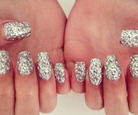 Sliver diamond glitter nails