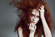 Frizzed out red hair