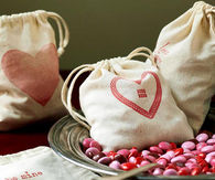 Stamped muslin candy bags