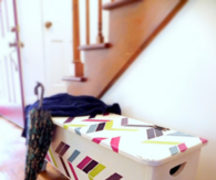 Herringbone storage bench