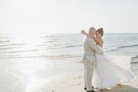 Beach wedding couple