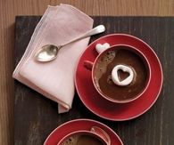 Hot chocolate with marshmallow hearts