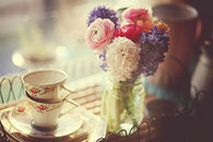 Teacups and flowers