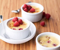 Basked raspberry custards