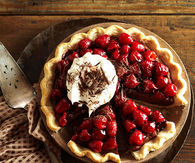 Double chocolate mascarpone raspberry pie