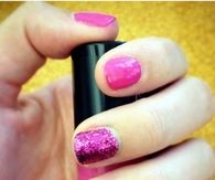 Pink glitter nails