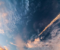 Jet trails and blue skies