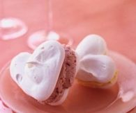 Meringue heart ice cream sandwiches