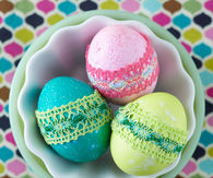 Dyed lace wrapped easter eggs