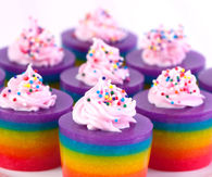 Rainbow cake jelly shot