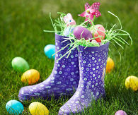 Flowery rainboots easter basket