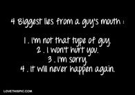 Biggest Lies From A Guys Mouth