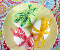 Lace wrapped easter eggs