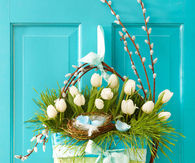 Spring flower basket decoration