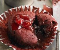 Chocolate filled red velvet cupcakes