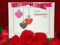Bejeweled hearts valentines day card