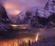 Yosemite valley at night