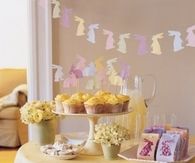 Paper easter bunny favor bags and cupcake toppers