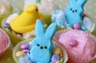 Peep cotton candy cupcakes