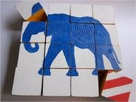 Wooden elephant block puzzle