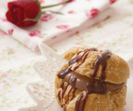 Creamy chocolate filled puffs