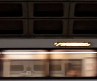 Moving subway train