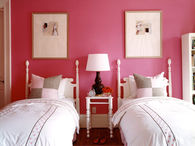Colorful magneta hued walls