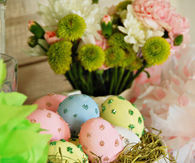 Paint glitter polka dot eggs