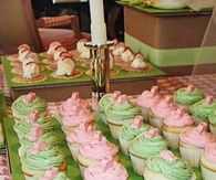 Pink and green cupcakes
