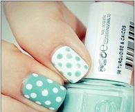 Teal polka dot nails