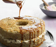 Walnut cake with caramel whipped cream
