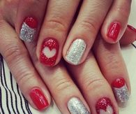 Heart glitter nail art