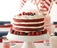 Striped red velvet cake