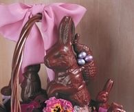 Chocolate bunnies and pansies easter basket