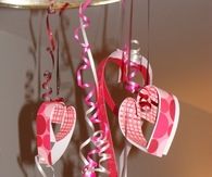 Hanging paper hearts