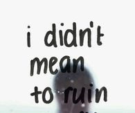 I didnt mean to ruin everything