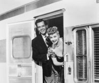 Lucy & Desi on the set of The Long Long Trailer