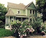 Farm House Surrounded by Pink Roses
