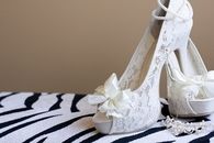White Lace with Pearls Shoes