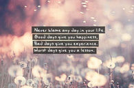 Never blame any day in your life