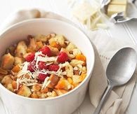 White chocolate and apricot bread pudding