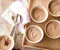 Banana pudding with shaved dark chocolate