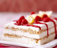 Limoncello Semifreddo with Raspberry Sauce
