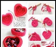 DIY Crochet Heart Shaped Storage Baskets