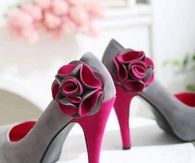 Heels Gray with Dark Pink Flower