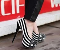 Black & White Stripes & Stars Pumps