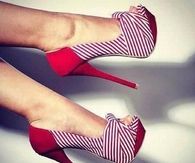 Cute Red & White Peek Pumps