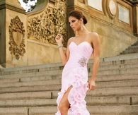 Pink Ruffle Strapless Gown