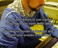 Using hoodie for snacks