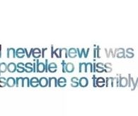 I never knew it was possible to miss someone so terribly